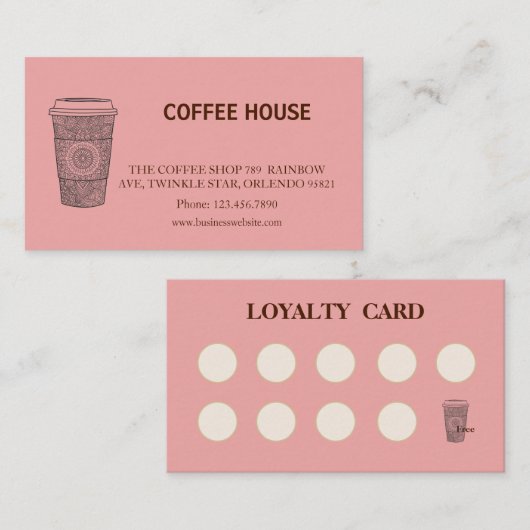 Modern simple coffee Shop Loyalty Card Visitenkarte (Vorne/Hinten)