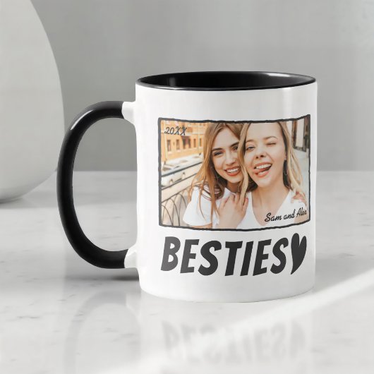 Modern Simple Comic Bestie Best Friends BFF Photo Tasse