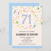 Modern Simple Confetti Einladungen zum 71. Geburts (Vorne/Hinten)