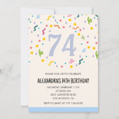 Modern Simple Confetti Einladungen zum 74. (Vorderseite)