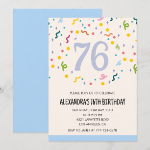 Modern Simple Confetti Einladungen zum 76.