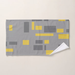 Modern, simple, cool geometric yellow gray pattern handtuch