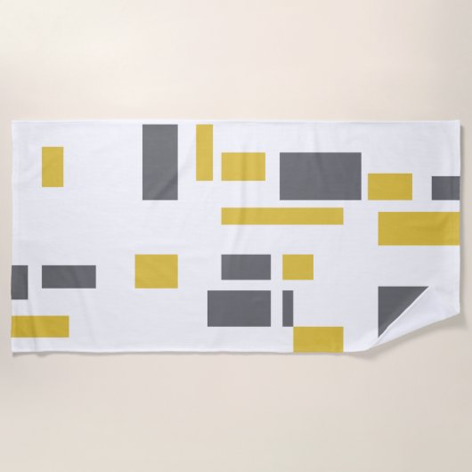 Modern, simple, cool geometric yellow gray pattern strandtuch (Vorderseite)