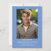 Modern Simple Cornflower Blue Foto Abschluss Ankündigung (Vorderseite)