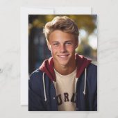 Modern Simple Cornflower Blue Foto Abschluss Ankündigung (Rückseite)