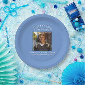 Modern Simple Cornflower Blue Foto Abschluss Pappteller (Party)