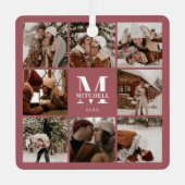 Modern Simple Couple Foto Collage | Mit Monogramm Ornament Aus Metall (Vorderseite)