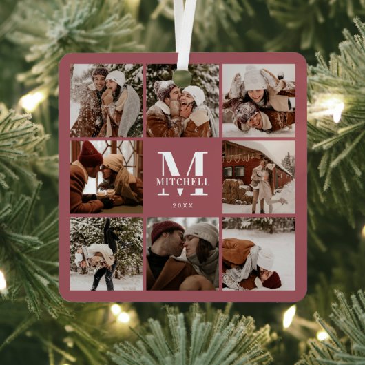 Modern Simple Couple Foto Collage | Mit Monogramm Ornament Aus Metall (InSitu)