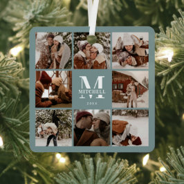 Modern Simple Couple Foto Collage | Monogramm Ornament Aus Metall
