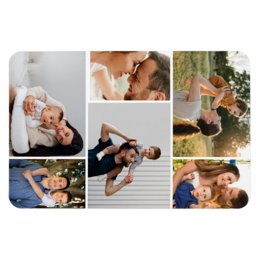 Modern Simple Custom 6 Photo Collage Magnet (Horizontal)