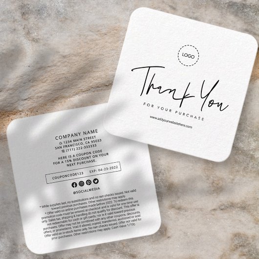 Modern Simple Custom Business Logo Coupon Promo Quadratische Visitenkarte