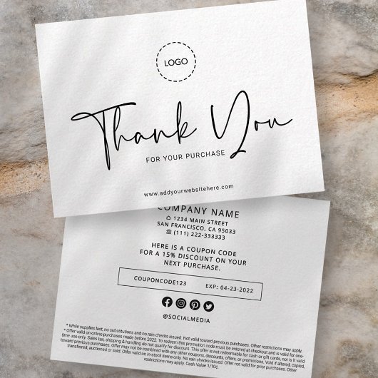 Modern Simple Custom Business Logo Coupon Promo Telefonnummerkarte