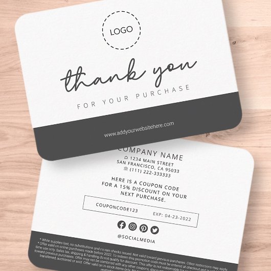 Modern Simple Custom Business Logo Coupon Promo Telefonnummerkarte