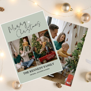 Modern Simple Custom Family Name Foto Christmas Feiertagskarte