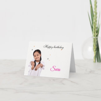 Modern Simple Custom Photo Birthday Greeting Card Dankeskarte