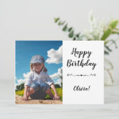 Modern Simple Custom Photo Birthday Greeting Card Einladung (Stehend Vorderseite)