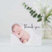 Modern Simple Dankeschön Baby Foto Baptisse Postkarte (Stehend Vorderseite)