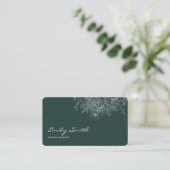 Modern Simple Dark Blue Flower Line Art QRCode  Visitenkarte (Stehend Vorderseite)