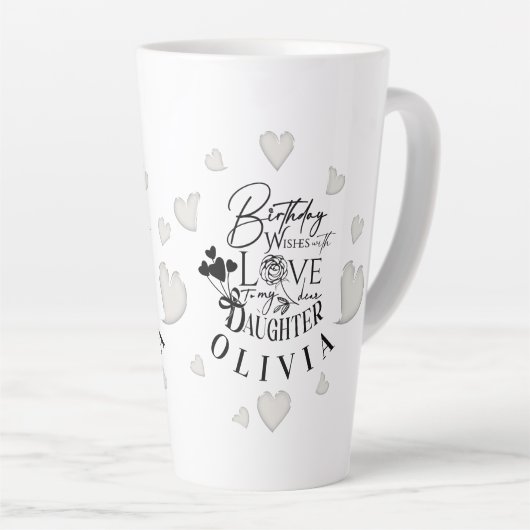 Modern Simple Daughter Birthday Design Milchtasse (Rechte Ecke)