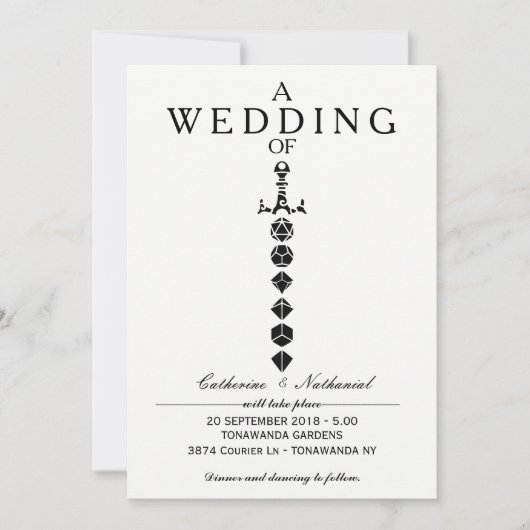 Modern Simple Dice Sword Dragons Gamer Einladung (Vorderseite)