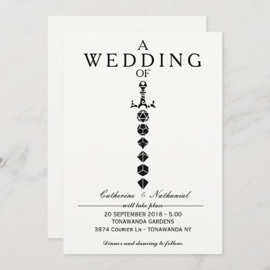 Modern Simple Dice Sword Dragons Gamer Einladung (Vorne/Hinten)