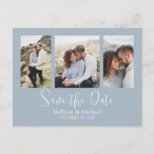 Modern Simple Dusty Blue Elegant 3 Foto Budget Postkarte (Vorderseite)