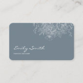 Modern Simple Dusty Blue Flower Line Art QR Code  Visitenkarte (Vorderseite)