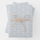 Modern Simple Dusty Blue Niedlich Heart Pattern Geschenkpapier Set (Beispiel)