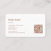 Modern Simple Dusty Orange Blume Line Art QRCode Visitenkarte (Rückseite)