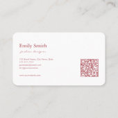 Modern Simple Dusty Pink Flower Line Art QR Code Visitenkarte (Rückseite)