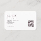 Modern Simple Dusty Violet Flower Line Art QRCode  Visitenkarte (Rückseite)