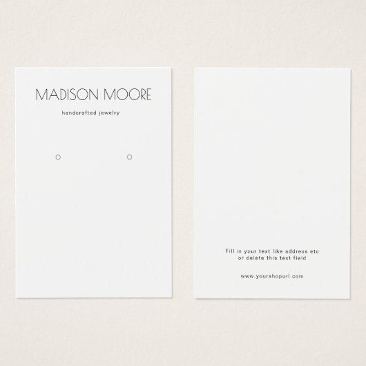 Modern Simple Earring Display Card Kleines Unterne (Vorne & Hinten)