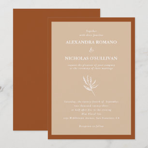 Modern Simple Earth Tones Terracotta Wedding Einladung