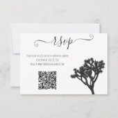 Modern Simple Elegant B&W Joshua Tree QR Code RSVP Karte (Vorderseite)