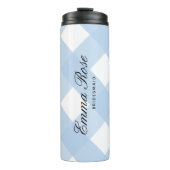 Modern Simple Elegant Blue Gingham Bridesmaid Thermosbecher (Vorderseite)