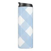 Modern Simple Elegant Blue Gingham Bridesmaid Thermosbecher (Nach rechts gedreht)