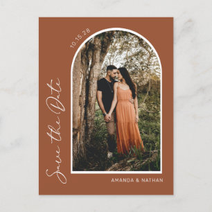 Modern Simple Elegant Burnt Orange Save the Date Ankündigungspostkarte