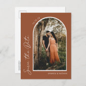 Modern Simple Elegant Burnt Orange Save the Date Ankündigungspostkarte (Vorne/Hinten)