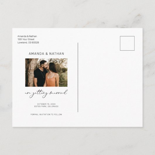 Modern Simple Elegant Burnt Orange Save the Date Ankündigungspostkarte (Rückseite)