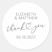 Modern Simple Elegant Chic Minimal Heart Wedding Runder Aufkleber (Vorderseite)