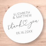 Modern Simple Elegant Chic Minimal Heart Wedding Runder Aufkleber<br><div class="desc">This simple and modern design is composed of sans serif and playful cursive typography with doodle hearts. Perfect for wedding party favors.</div>