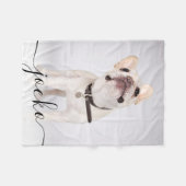 Modern Simple Elegant Chic Pet Photo Text Fleecedecke (Vorderseite (Horizontal))