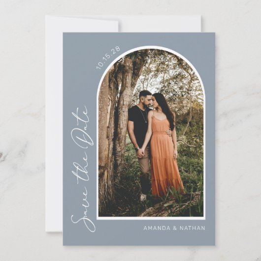 Modern Simple Elegant Dusty Blue Save the Date (Vorderseite)