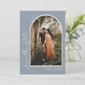 Modern Simple Elegant Dusty Blue Save the Date (Stehend Vorderseite)