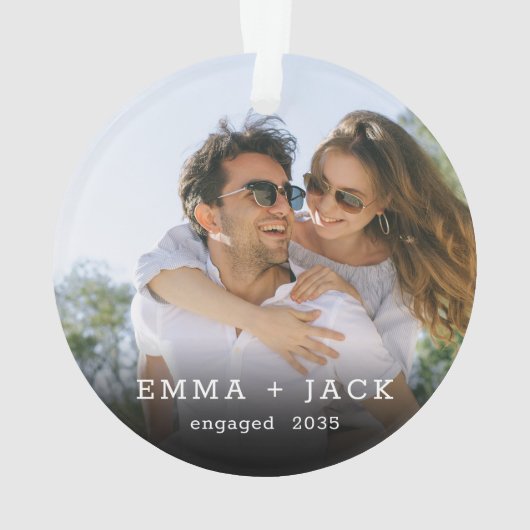 Modern Simple Elegant Engagement Photo Keepsake Ornament (Rückseite)