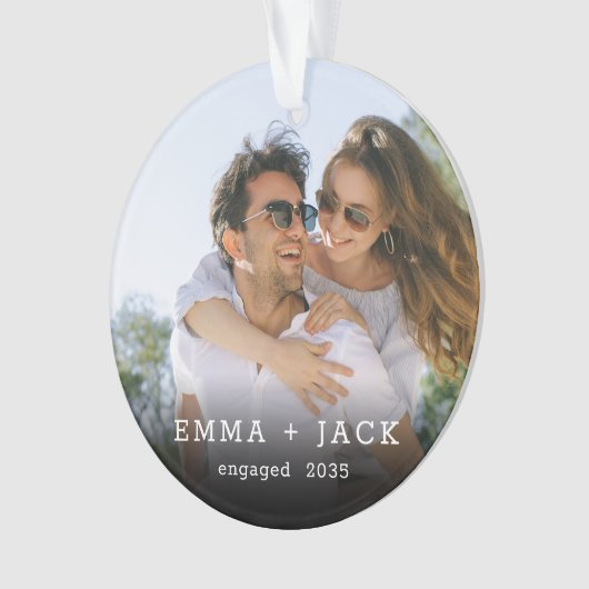 Modern Simple Elegant Engagement Photo Keepsake Ornament (Vorderseite)