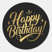 Modern Simple Elegant Happy Birthday Runder Aufkleber (Vorderseite)