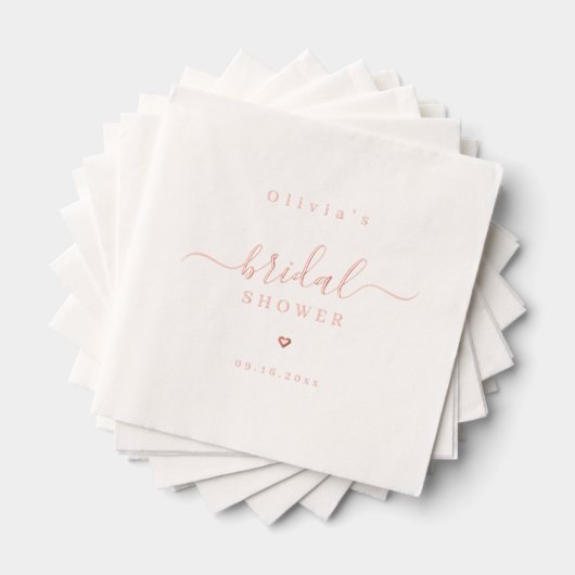 Modern simple elegant script bridal shower party servietten mit folie (Insitu (Gestapelt))