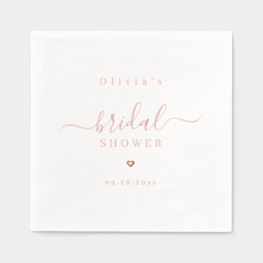 Modern simple elegant script bridal shower party servietten mit folie (Vorderseite)