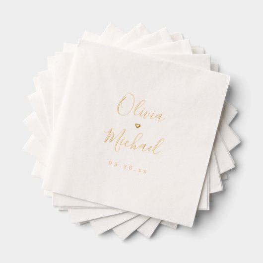 Modern simple elegant script couples names wedding servietten mit folie (Insitu (Gestapelt))